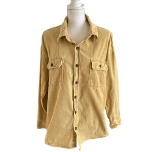 mnml Corduroy Shirt Men's Size Medium M Gold Yellow 100% Cotton Button Up